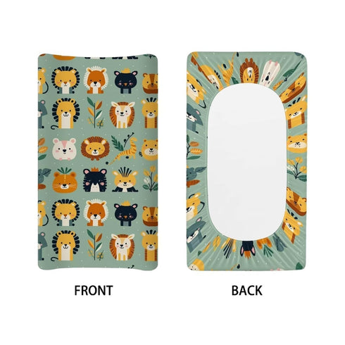 Jungle Animals Diaper Changing Pad Covers, Fitted 32”x16” Changing Mat for Baby Boys Girl Lion Tiger Giraffe
