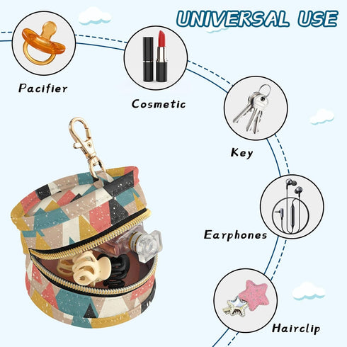 PYBUG Mountain Round Pacifier Storage Case, Polyester & TPU Lined with Hook Buckle, Pacifier Container Box for Baby
