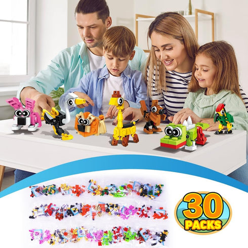 30 Pack Party Favors for Kids Building Toy, 750 PCS Animals Building Block Set for Goodie Bag Stuffers, Classroom Prizes