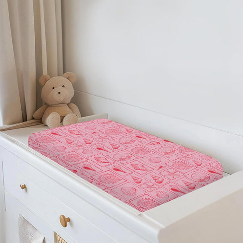 Summer 32''16'' Vintage Pink Seashells Starfish Baby Changing Pad Covers for Boy Girl Boho Beach Conch Fitted Change