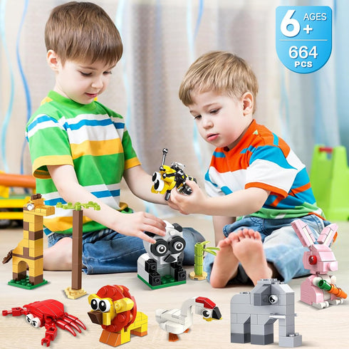 HOGOKIDS 20 Pack Animals Building Blocks - Party Favors for Kids, Easter Gifts, Goodie Bags, Classroom Prizes for Ages