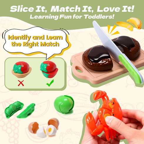 51-Piece Playset CUTE STONE Mini Play Kitchen Accessories for Kids, Pretend Cooking with Pots, Pans, Utensils, Cutting