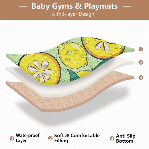 EtherSpher foldablummy 50'' 50''tapete Yellow Lemon Large Non-Slip Baby Playmat for Indoor Outdoor Waterproof Time