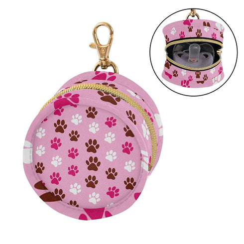 Cat Paw Prints Round Pacifier Storage Case with Zipper, Portable Pacifier Case for Travel, Diaper Bag & Purse, Pacifier