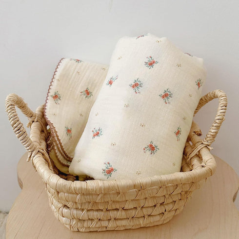 BuLuTu Toddler Blanket Muslin Cotton Baby Blanket Soft Nursery Bed Blankets Shabby