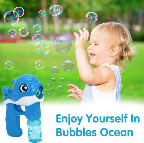 JOYIN 2 Bubble Guns Kit - Whale Automatic Bubble Maker with 4 Solutions for Kids, Bubble Blower for Summer Fun