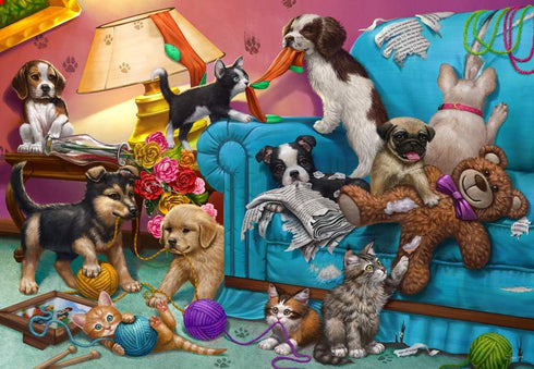 Vermont Christmas Company 100 Piece Paws Gone Wild Jigsaw Puzzle, Large Pieces for Kids and Seniors
