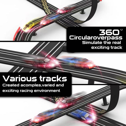 Teslala 28Ft Sets 4 2 6,7,8 Slot Racing Car Track for Kids Electric Powered Race Tracks for Boys and Kids ,Dual Racing