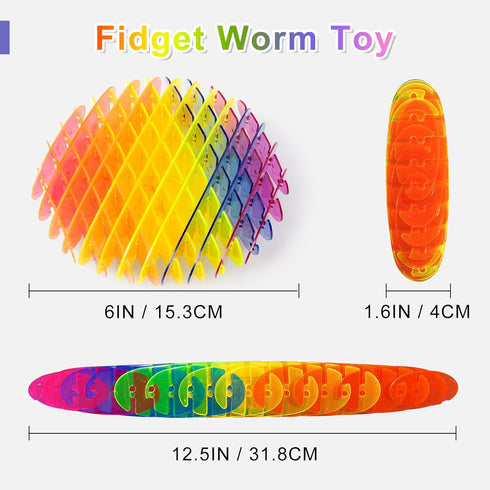 Yisryerow 3D 3-5 5-7 8-10 8-12 Fidget Worm Toy | Sensory Slug for Adults & Teens with Autism ADHD | Quiet Desk Fidget