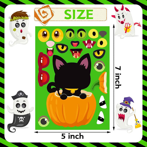 32PCS Halloween Stickers for Kids, Make a Face Stickers, Jack-O-Lantern Cute Arts and Crafts
