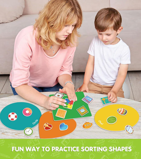 Set 8 48 EAMAY Shape Sorter Toy for Toddler, Shape Puzzles and Matching Games with Sorting Mats and Everyday Objects