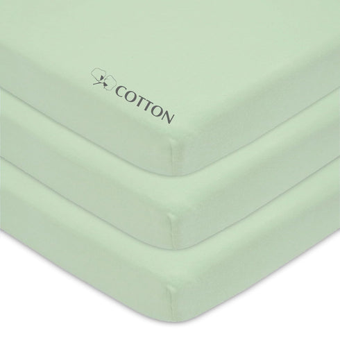 American Baby Company 3 Pack 100% Natural Cotton Fitted Mini Crib Sheets