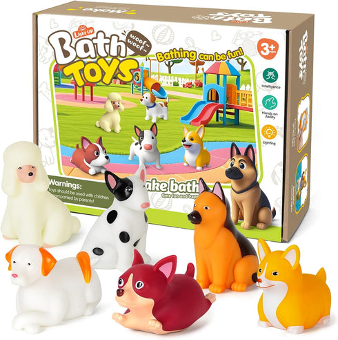 1-3: 6 Set, 1 2 3+ Bath Toys for Toddlers PCS Light-Up Dog Bath Toy Baby Bath Toys, Bathtub Pool Bath Toy for Kids