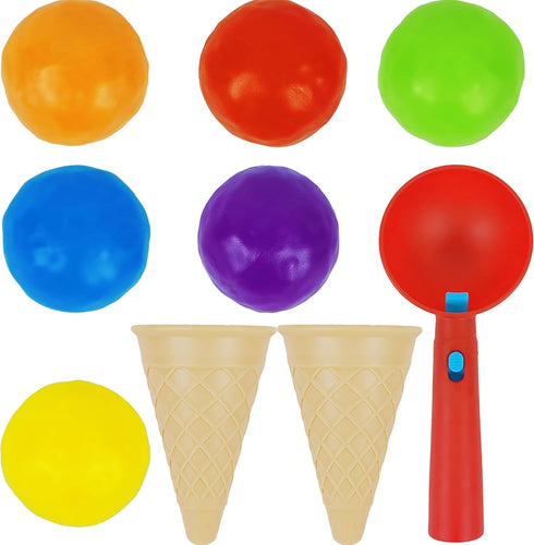 Ice Cream Toy Set (9 Pcs) - Multi Color Pretend Play Ice Cream Maker for Toddlers, Dramatic Shop Fun