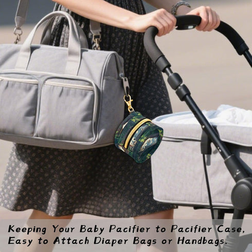Sinestour Sleeping Dog Bench Pattern Pacifier Holder Case for Diaper Bag Portable Travel Pacifier Storage Case