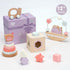 Set 12M+ 4-in-1 Pillowhale Montessori Wooden Toys for Toddlers Educational Toy with Stacking Rings, Shape Sorter, Bead