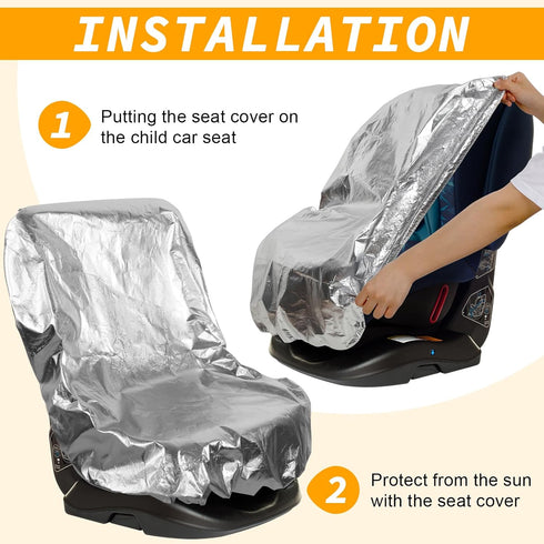 2 BBTO Pcs Car Seat Sun Shade Covers Baby Car Seat Coolers Protector Reflective Carseat Sunshade Infant Shield Heat UV