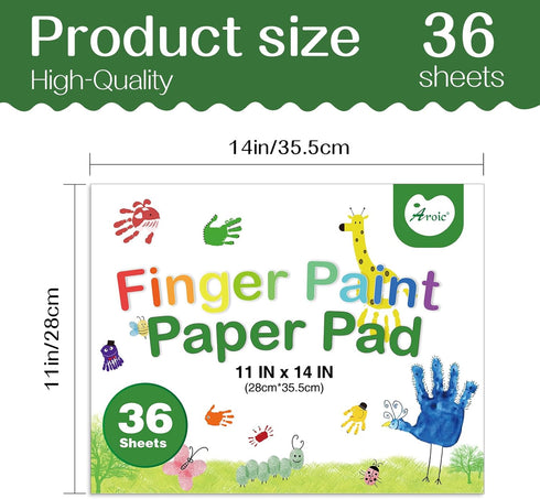 AROIC 36 Sheets Finger Paint Paper 11 x 14 inches, Paint Pad for Kids, Fingerpaint Paper For Toddlers And Kids, Kids Art Supplies, Art Paper Construction Paper for Finger Painting, Drawing by AROIC