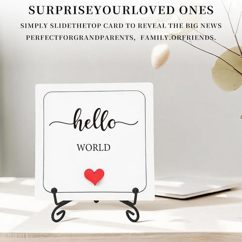 Wooden Pregnancy Announcement Ivory White, Writeable Creative Ultrasound Photo Frame Wooden Keepsake Box, Baby Birth