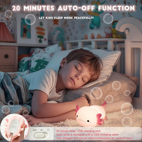 Kids,Dimmable HAPPYBAG Axolotl Night Light,Cute Axolotl lamp Gifts for Silicone Animal Nursery Night Light,Kawaii