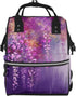 FHEDVBN Abstract Purple Weeping Flower Diaper Bag Backpack for Women Multifunction Waterproof Mummy