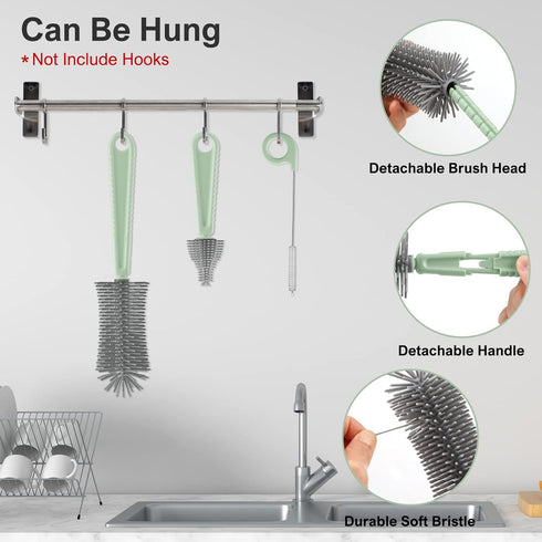 Set Essential-6 1 Bottle Brush -Baby Travel in Bottle Cleaner Kit with Silicone Bottle Brush,Nipple Cleaner Brush,Straw