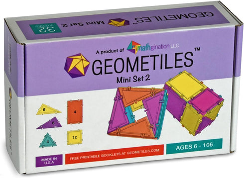 3D Building Set for Learning Math - 32-pc, Made in USA (Triangle/Rectangle/Square)