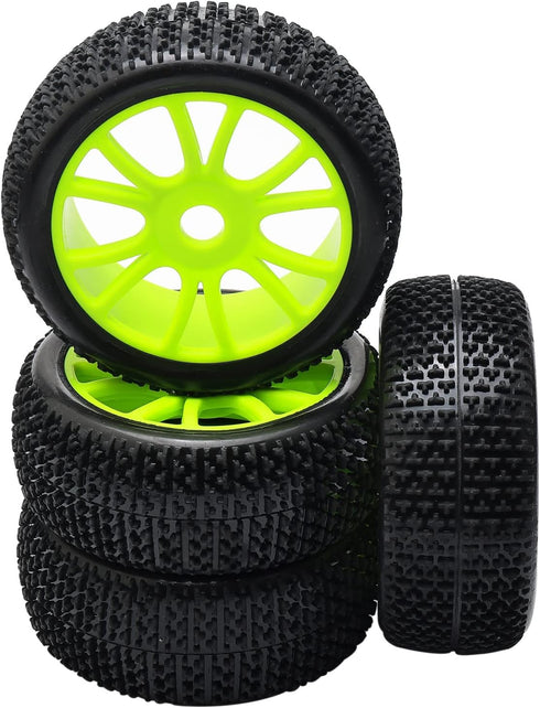 4PCS 17mm Hub Wheel Rim & T Grain Tires - Yellow for HSP 1:8 Off-Road RC Car Buggy