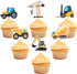 Construction Cupcake Toppers, Dump Truck Tractor Excavator Car Decorations for Kids Birthday Party, 48pcs