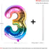 40 Inch Rainbow Digit Helium Foil Birthday Party Balloons (Dark Rainbow 3)