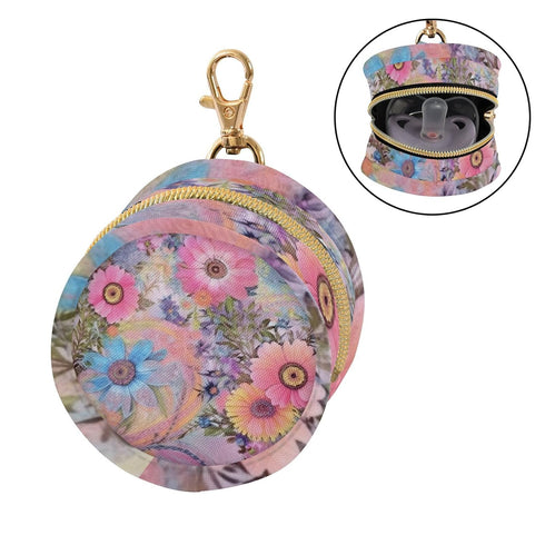 YETTASBIN Watercolor Floral Portable Pacifier Holder Case with Metal Hook Buckle & Zipper for Diaper Bag and Stroller