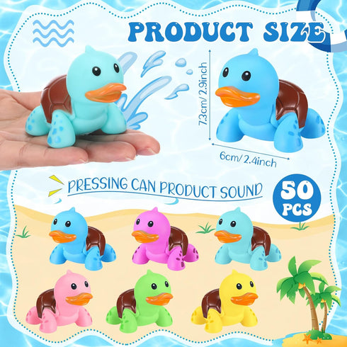 50 Decor(6 HyDren Pcs Rubber Turtle Duck Glow in The Dark Cute Duck Bulk Mini Squeaky Rubber Toys Floating Bathtub