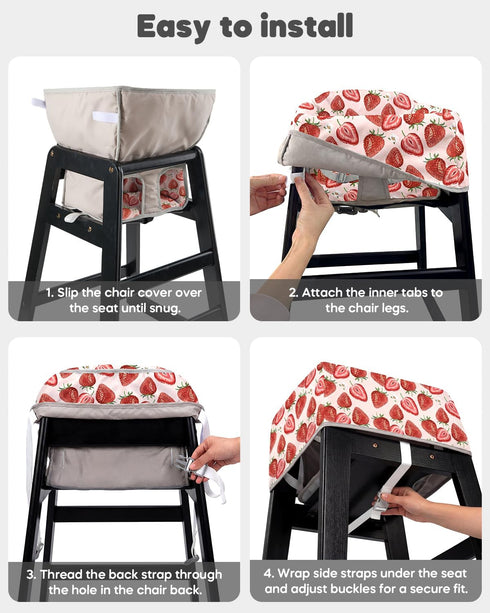 2-Point Mamatepe Baby High Chair Cover Restaurant with Strap Pads & Harness - Machine Washable, Waterproof, Portable