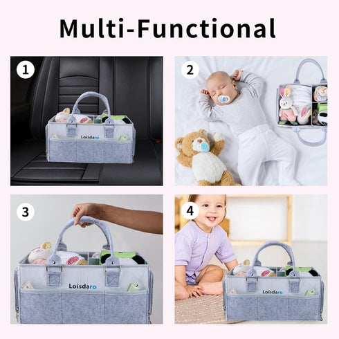Loisdaro Baby Diaper Caddy Organizer for Changing Table, Baby Storage Basket for Diapers and Baby Wipes,Car Caddy