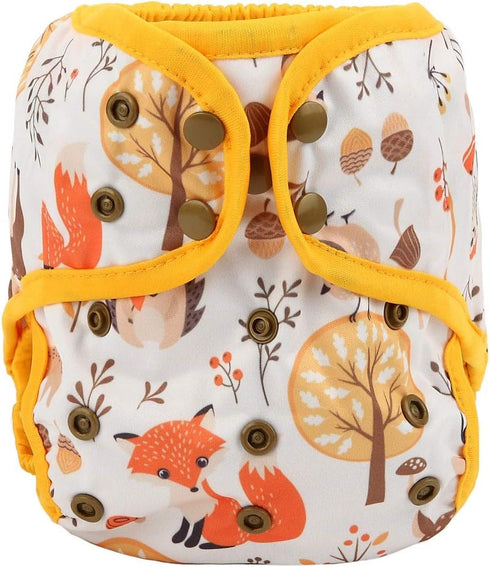 One Size Cloth Diaper Cover Snap With Double Gusset (Fox Forest)