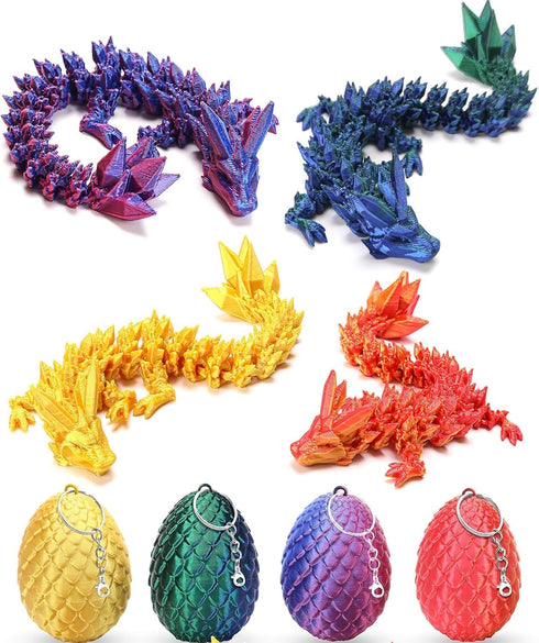 bgezxuy Mini 3D Printed Dragon Eggs with Dragon Inside, Articulated Crystal Dragons 3D