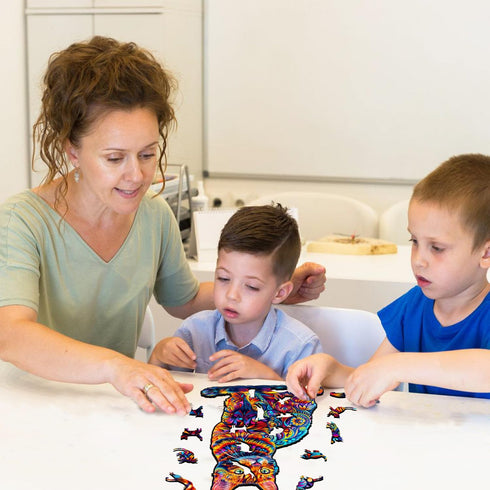 Wooden Puzzle for Adults, Cat Wooden Jigsaw Puzzles, Unique Animal Shape Wood Cut Puzzles for Family