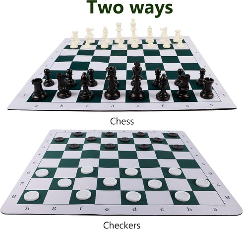 20" Set, 2 1 Sets, 26 Juegoal Portable Chess & Checkers in Travel Board Games for Kids and Adults, Folding Roll up