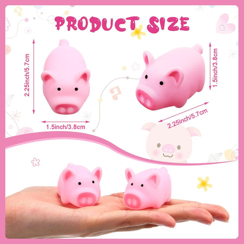 200 Pcs Tiny Pink Rubber Pig Bath Toy Bulk, Float and Squeak Piggy Bathtub Toys for Baby Shower Party Supplies