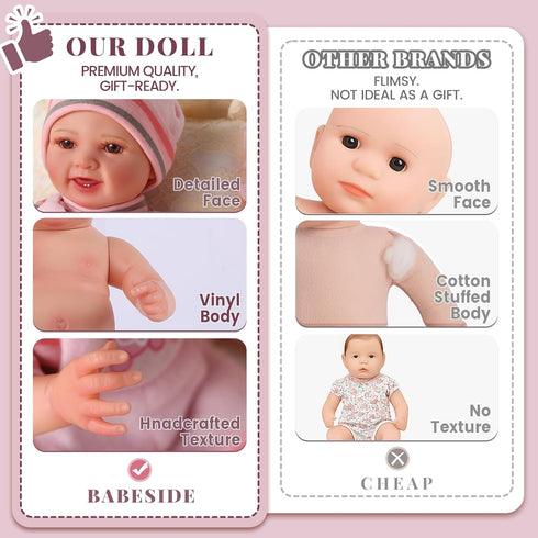 10-Inch 3+ 4 5 6 BABESIDE Baby Doll Girl - Realistic Baby Dolls with Magic Feeding Bottle Real Life Vinyl Toy Gift