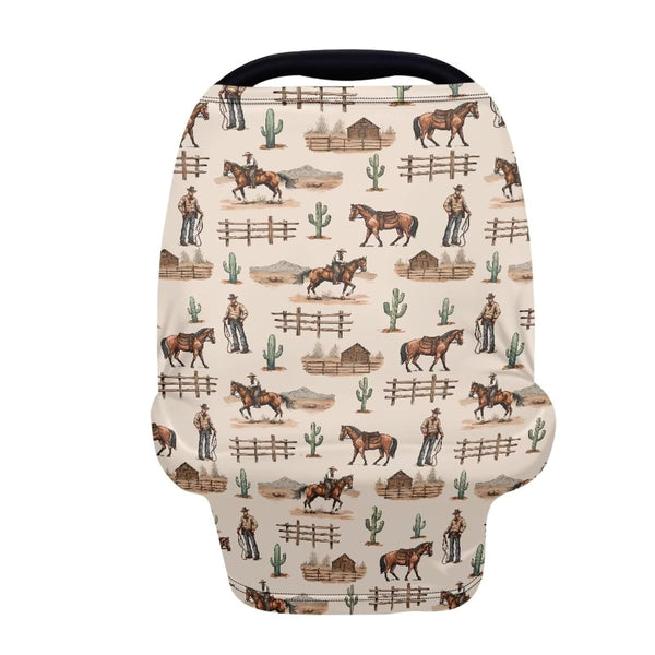 Car Seat Cover Baby Car Cover Western Cowboy Breastfeeding Cover Stretchy Scarf