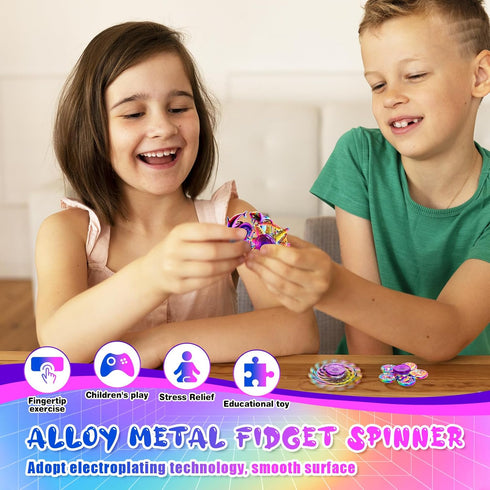 Lerifer 12-Pack Alloy Metal Fidget Spinners, Durable Office Desk Sensory Toys for Stress Relief & Anxiety, Cool Fidget