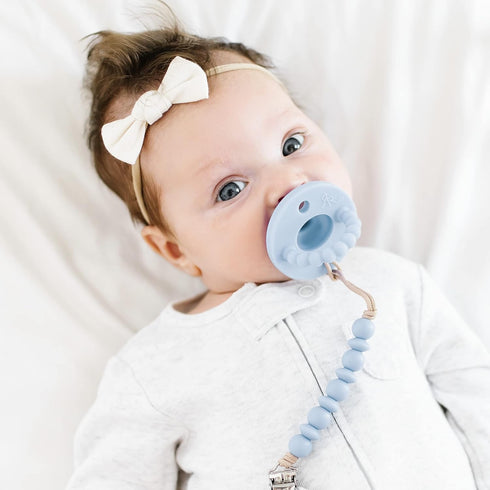 Ryan & Rose Blue Cutie PAT Pacifier Teether - Slant Design for Soothing Relief