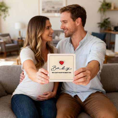 Fukaisu Baby Picture Frame, Wooden Pregnancy Announcement Keepsake Grandparent Pregnancy Gender Reveal for Grandma