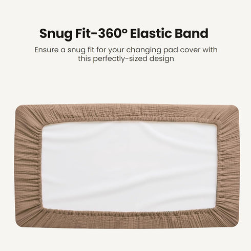 2 Pack, Konssy Waterproof Muslin Changing Pad Cover Quilted Cotton Fitted Diaper Changing Table Cover, Soft Changing