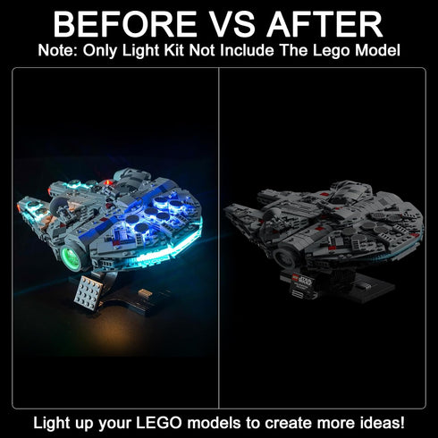 Upgraded LED Light Kit for Lego New Hope Millennium Falcon Building Set, Compatible with Lego 75375 (Model Not Included)