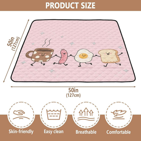 siphylline 50'' 50'' Breakfast Food Dance Funny Soft Padded Baby Gym & Activity Mat for Indoor Outdoor Water Resistant