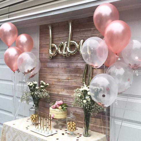 Soonlyn 140 Pack Rose Gold Balloons, 12 Inch Gold & Pink, Pink Confetti Arch Kit for Showers