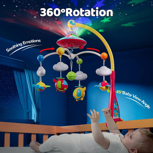 108 BOBXIN Baby Mobile for Crib, Crib Mobile with Projector and Melodies Music, Crib Toys with Remote Control