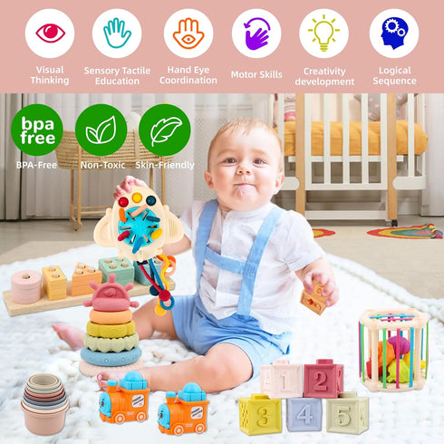 Premium Baby Toys for 6-18 Months, 8 in 1 Montessori Set, Educational Learning Toys for Toddlers 1-3 Years
